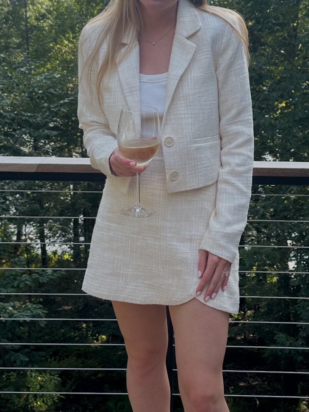 Abercrombie & Fitch Cream Cropped Tweed Blazer & Mini Skort Matching Set